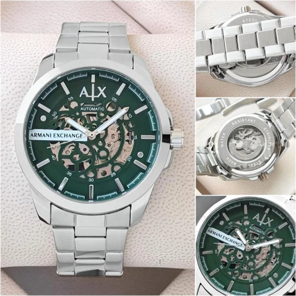 Armani Exchange Ax2418 Watch Silver Green For Men Armani Exchange Ax2418 Watch Silver Green For Men