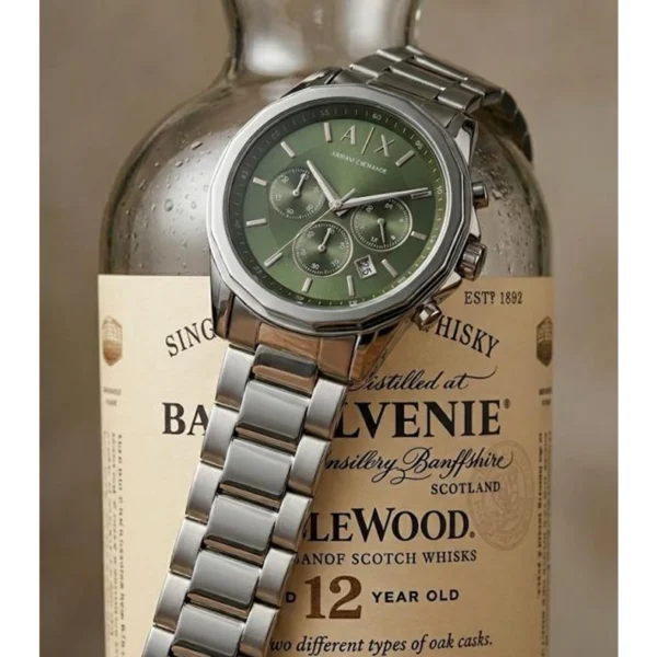 Armani Exchange Gunmetal Watch Green Silver For Men Armani Exchange Gunmetal Watch Green Silver For Men