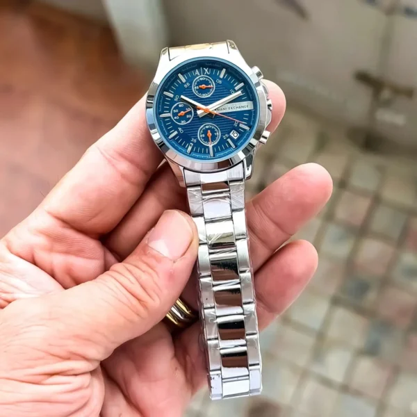 Armani Exchange Watch Silver Blue For Women Armani Exchange Watch Silver Blue For Women