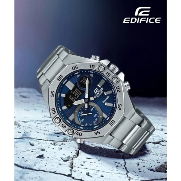 Casio Edifice ECB10D Watch Silver Blue For Men Casio Edifice ECB10D Watch Silver Blue For Men