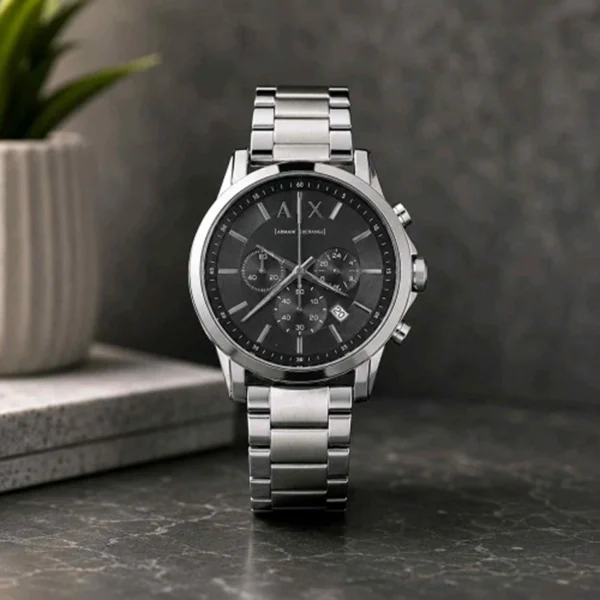 Elegant Armani Exchange Chronograph Watch Silver Black For Men (FGS102) - stayhit.in Elegant Armani Exchange Chronograph Watch Silver Black For Men (FGS102) - stayhit.in