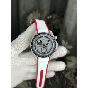Elegant Omega X Swatch Moon Watch Red White For Men (JH639) - stayhit.in
