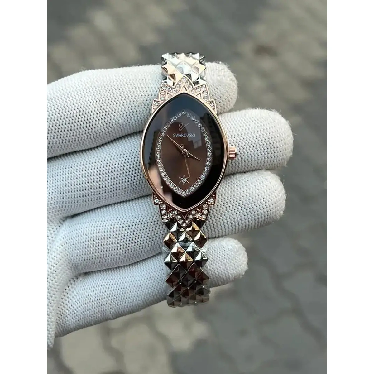Elegant Swarovski Two Tone Watch Brown For Women (JH702) - stayhit.in Elegant Swarovski Two Tone Watch Brown For Women (JH702) - stayhit.in