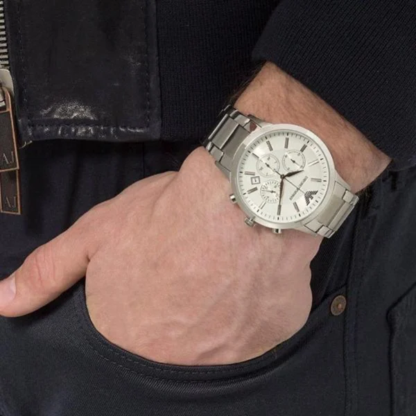Emporio Armani Watch Silver White For Men Emporio Armani Watch Silver White For Men