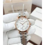 Emporio Armani Watch Two Tone Copper White For Women