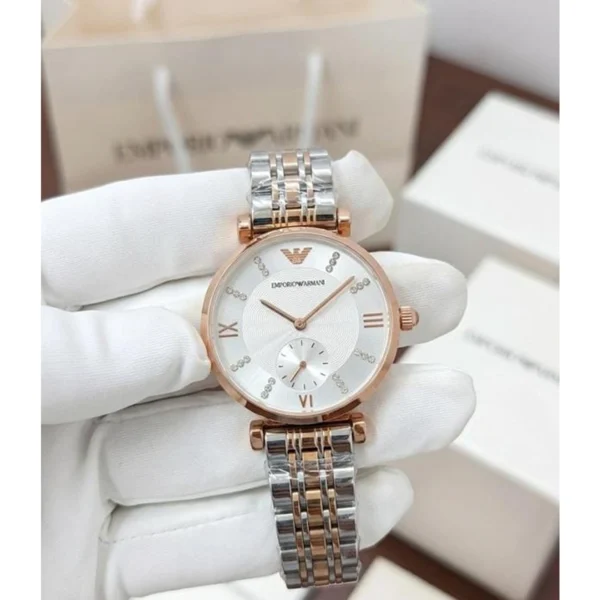 Emporio Armani Watch Two Tone Copper White For Women Emporio Armani Watch Two Tone Copper White For Women