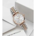 Emporio Armani Watch Two Tone Copper White For Women