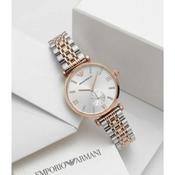 Emporio Armani Watch Two Tone Copper White For Women Emporio Armani Watch Two Tone Copper White For Women