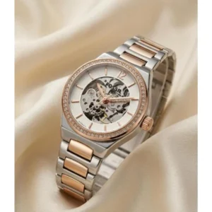 Fossil Automatic Watch Two Tone Copper White For Women