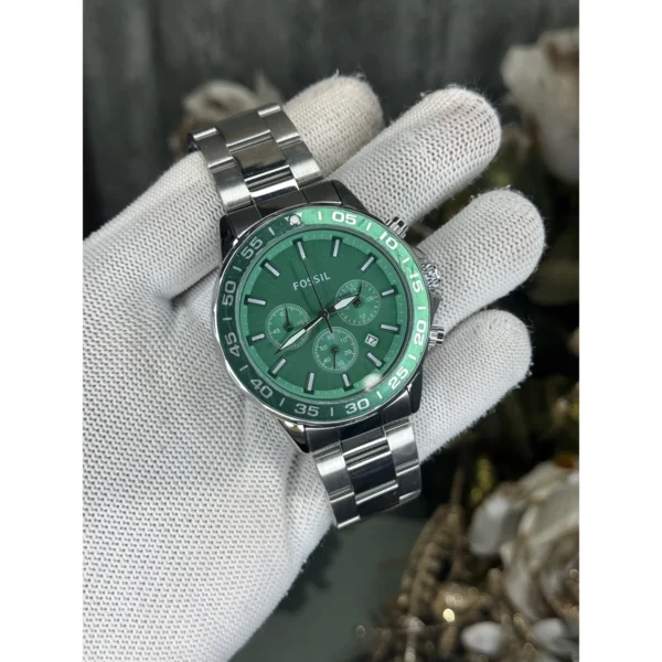 Fossil Bannon Watch Silver Green For Men Fossil Bannon Watch Silver Green For Men