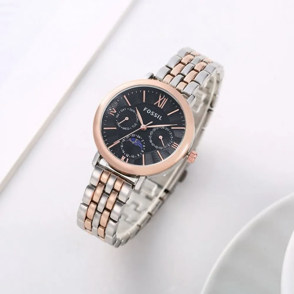 Fossil Watch Jacqueline Sun Moon Two-Tone-Copper-Black For Women (SW230) - stayhit.in Fossil Watch Jacqueline Sun Moon Two-Tone-Copper-Black For Women (SW230) - stayhit.in