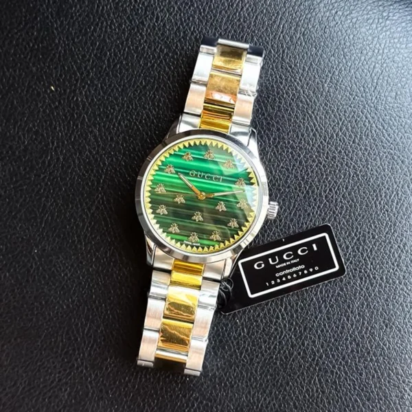 Gucci Watch Gold TT Green For Men Gucci Watch Gold TT Green For Men