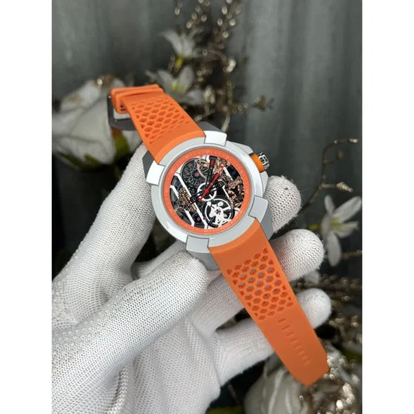 Jacob & Co. Watch Silver Orange Automatic For Men Jacob & Co. Watch Silver Orange Automatic For Men