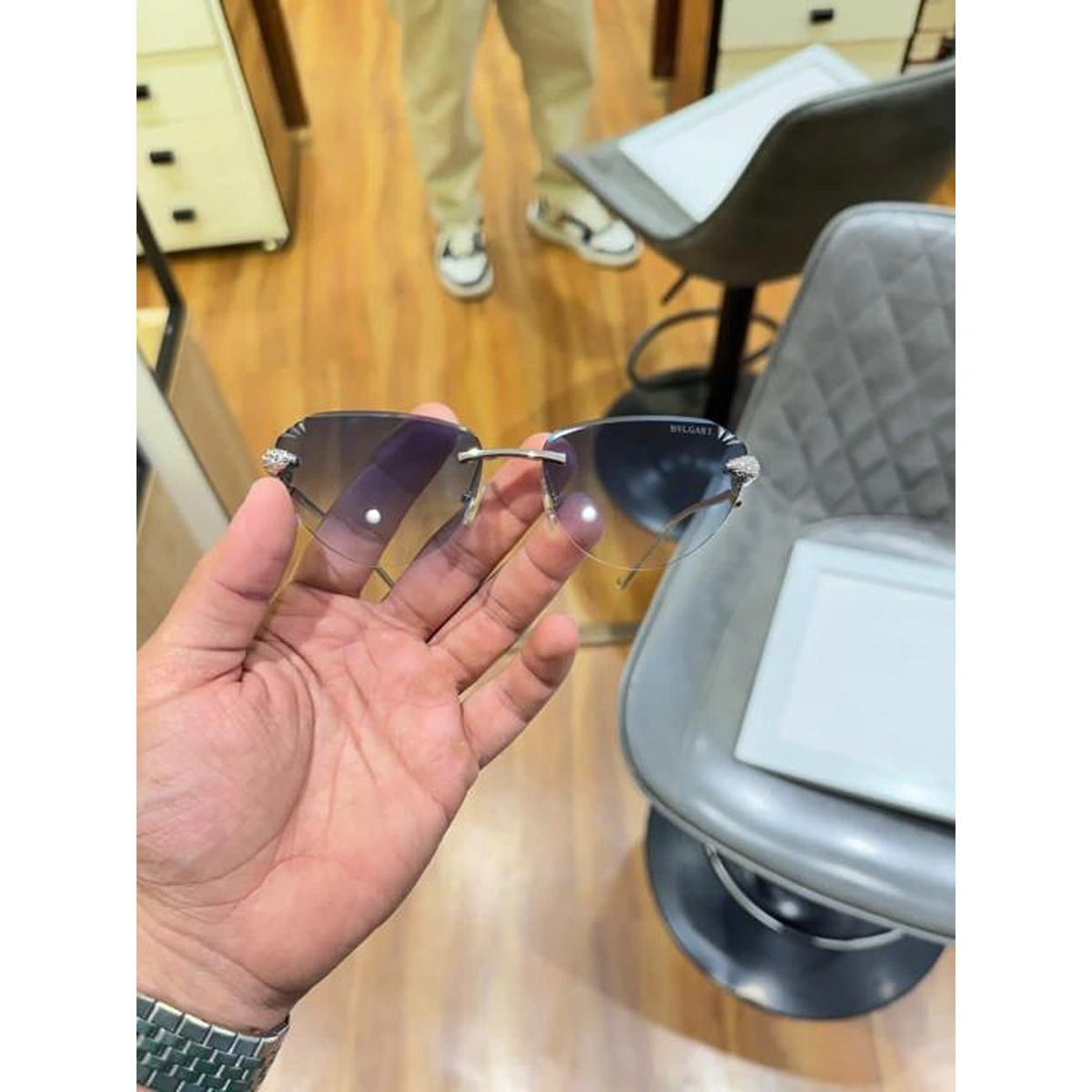 Luxury Bvlgari Sunglasses Silver Blue For Men (BOT3246) - stayhit.in Luxury Bvlgari Sunglasses Silver Blue For Men (BOT3246) - stayhit.in
