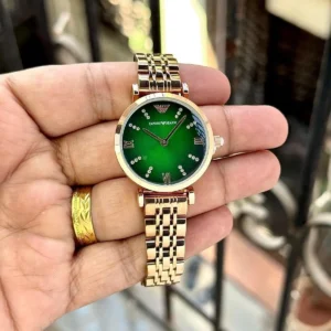 Luxury Emporio Armani Watch Gold Green For Women (JH738) - stayhit.in