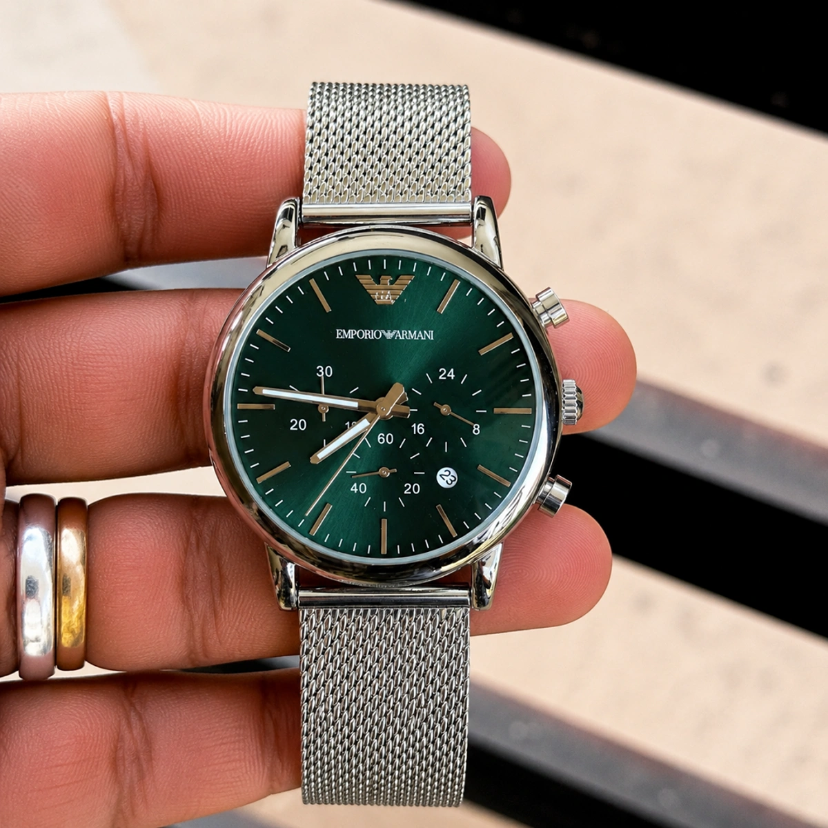 Luxury Emporio Armani Watch Green Dial All Working For Men (SOS76) - stayhit.in