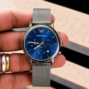 Luxury Emporio Armani Watch Silver Blue For Men (SOS75) - stayhit.in