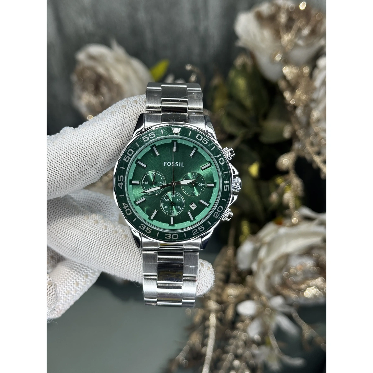 Luxury Fossil Bannon Watch Silver Green For Men (JH625) - stayhit.in Luxury Fossil Bannon Watch Silver Green For Men (JH625) - stayhit.in