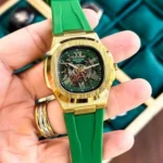 Luxury Patek Philippe Automatic Watch Green Strap For Men (BOT3751) - stayhit.in