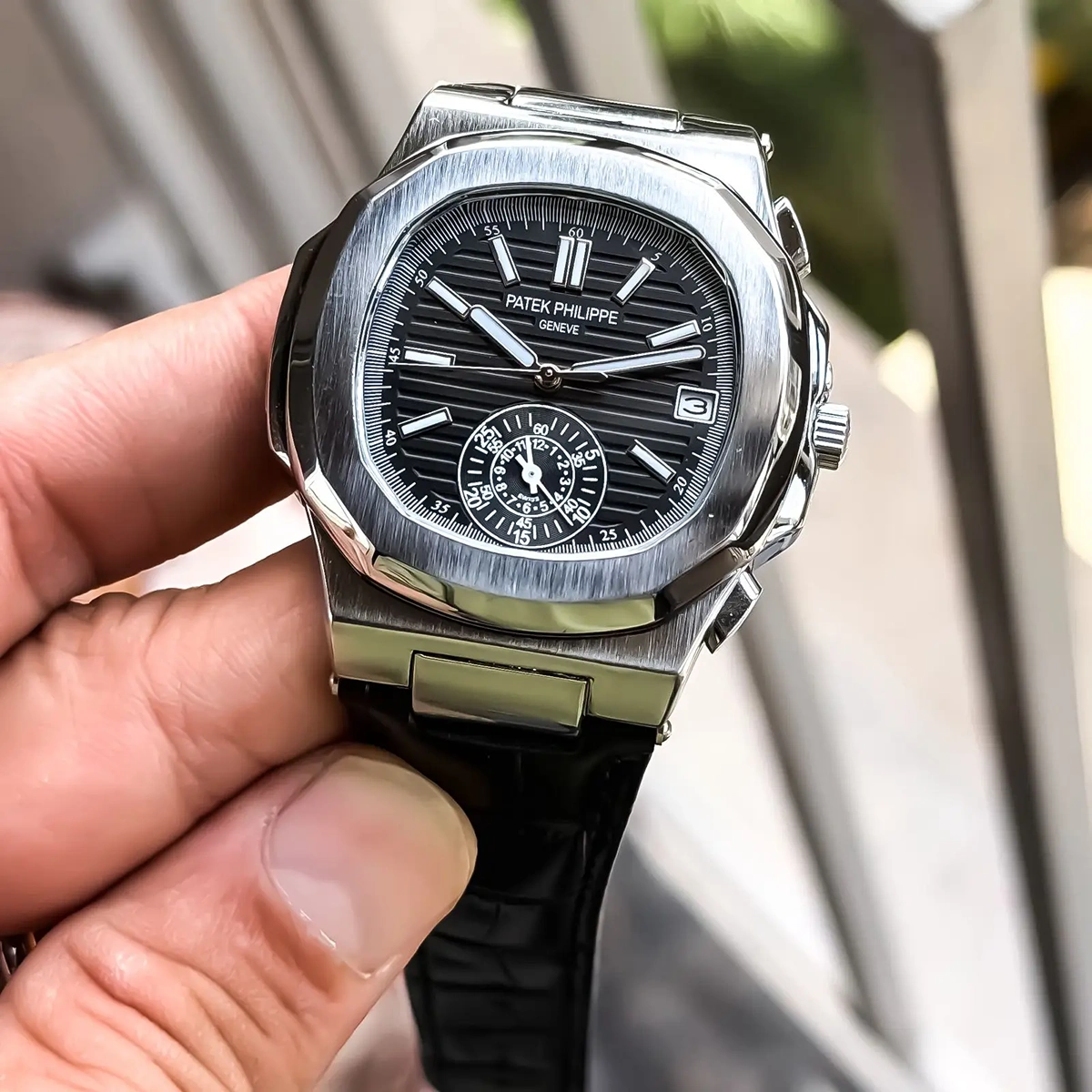 Luxury Patek Philippe Chrono Watch Silver Black For Men (JH505) - stayhit.in Luxury Patek Philippe Chrono Watch Silver Black For Men (JH505) - stayhit.in