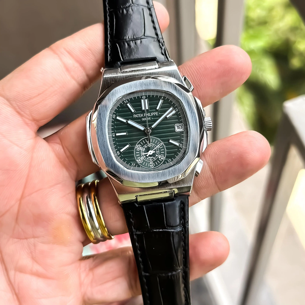Luxury Patek Philippe Chrono Watch Silver Green For Men (JH504) - stayhit.in Luxury Patek Philippe Chrono Watch Silver Green For Men (JH504) - stayhit.in