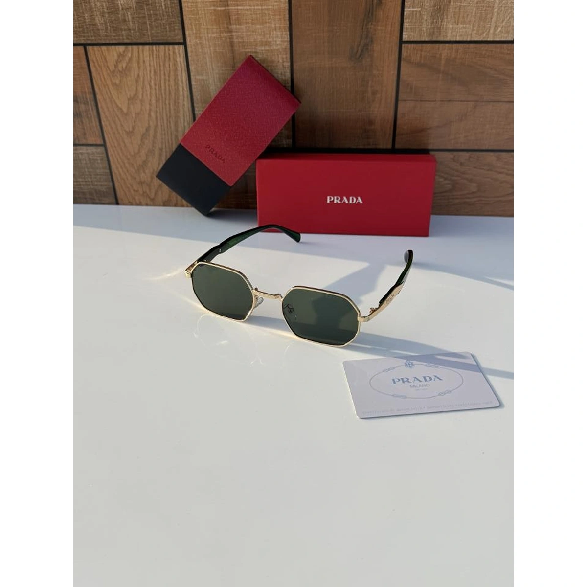 Luxury Prada Sunglasses Gold Green For Men (BOT3499) - stayhit.in Luxury Prada Sunglasses Gold Green For Men (BOT3499) - stayhit.in