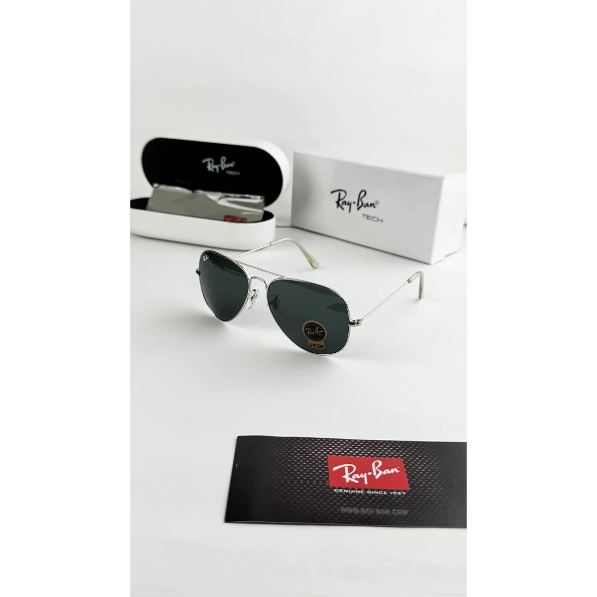 Luxury Rayban Sunglasses Silver Black For Men (SOS388) - stayhit.in