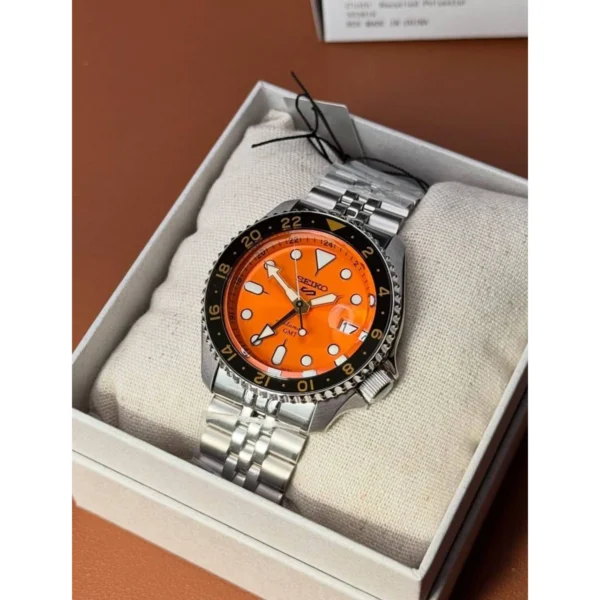 Luxury Seiko 5 Sports GMT Automatic Watch Orange Dial For Men (SOS618) - stayhit.in Luxury Seiko 5 Sports GMT Automatic Watch Orange Dial For Men (SOS618) - stayhit.in