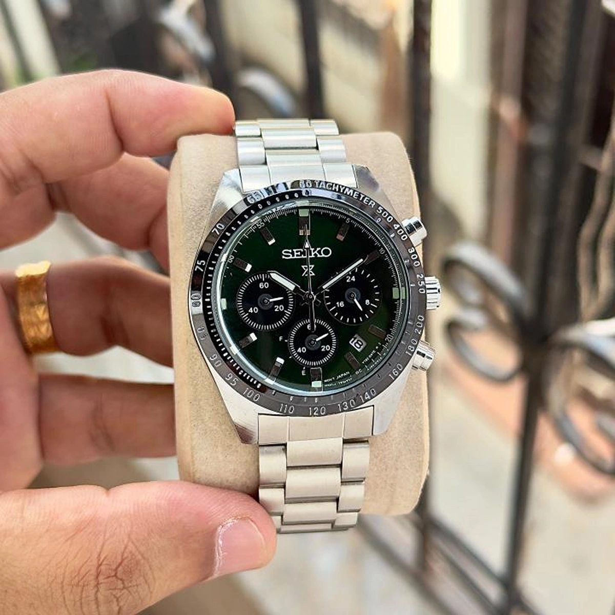 Luxury Seiko Prospex Speedtimer Watch Chronograph Silver Green For Men (FGS151) - stayhit.in Luxury Seiko Prospex Speedtimer Watch Chronograph Silver Green For Men (FGS151) - stayhit.in