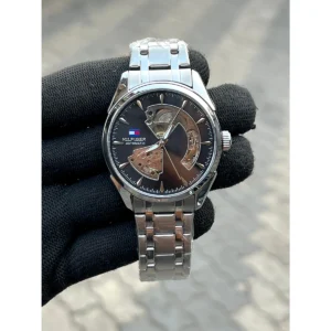 Luxury Tommy Hilfiger Automatic Watch Silver Black For Men (JH520) - stayhit.in
