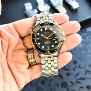 Omega Auto Watch Gold TT Black For Men