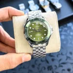 Omega Auto Watch Silver Green For Men