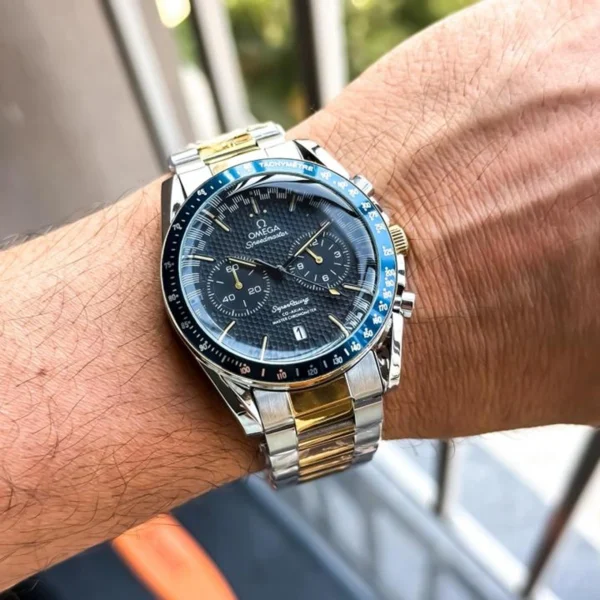 Omega Chrono Watch Silver TT Blue For Men Omega Chrono Watch Silver TT Blue For Men