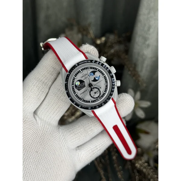 Omega X Swatch Moon Watch Red White For Men Omega X Swatch Moon Watch Red White For Men
