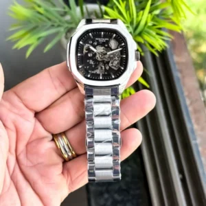 Patek Philippe Auto Watch Silver Black For Men