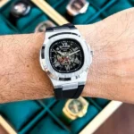 Patek Philippe Automatic Watch Silver Black For Men