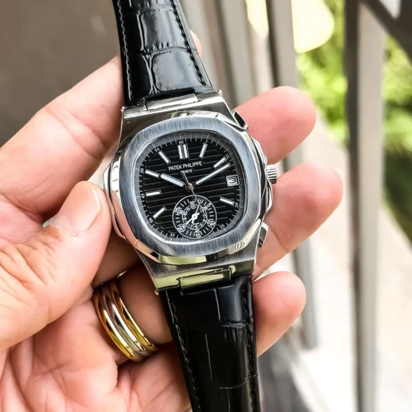 Patek Philippe Chrono Watch Silver Black For Men Patek Philippe Chrono Watch Silver Black For Men