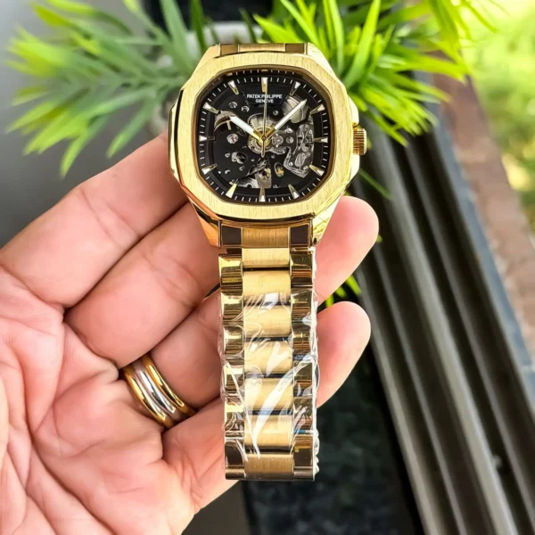Patek Philippe Watch Auto Gold Black For Men Patek Philippe Watch Auto Gold Black For Men