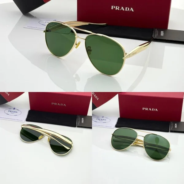 Prada Sunglasses Golden Green For Men Prada Sunglasses Golden Green For Men