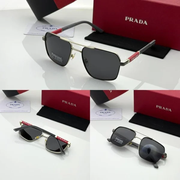 Prada Sunglasses Silver Black For Men