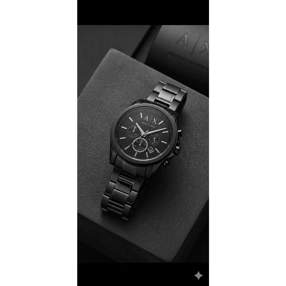 Premium Armani Exchange Chrono Watch Black For Men (JH462) - stayhit.in
