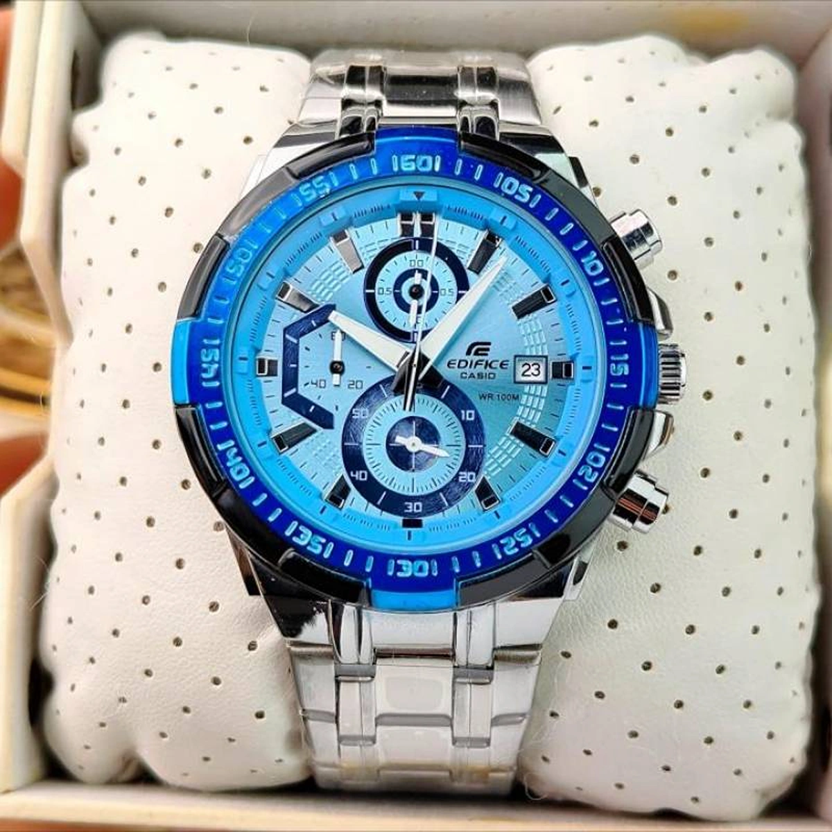 Premium Casio Edifice Watch Silver Blue For Men (SOS586) - stayhit.in Premium Casio Edifice Watch Silver Blue For Men (SOS586) - stayhit.in