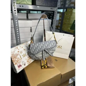 Premium Christian Dior Saddle Bag Grey With Og Box Dust Cover For Women (BOT2599) - stayhit.in