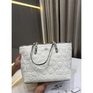 Premium Coach Tote Bag White Snake Skin Print With Dust Bag For Women (LAB376) - stayhit.in
