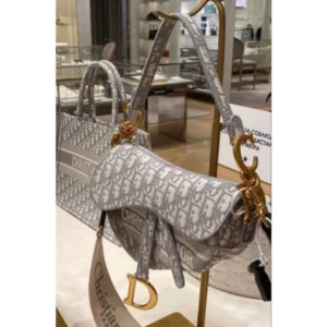 Premium Dior Saddle Oblique Bag Grey With Og Box For Women (BT246) - stayhit.in