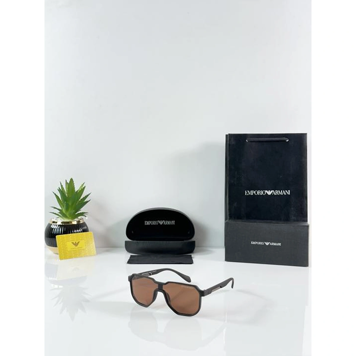Premium Emporio Armani Sunglasses Brown For Men (BOT3546) - stayhit.in
