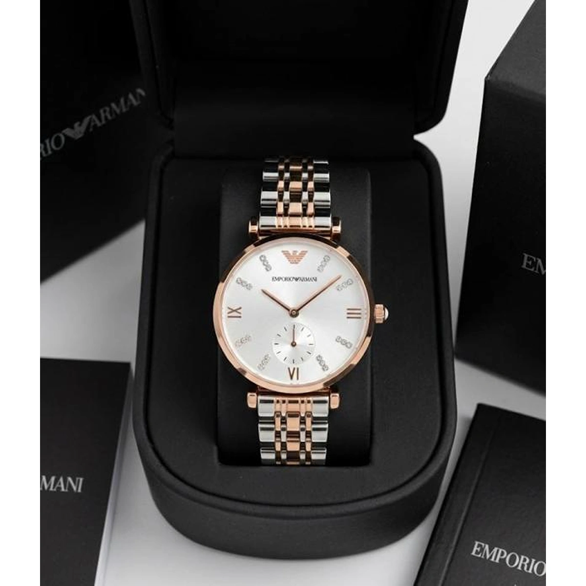 Premium Emporio Armani Watch Two Tone Copper White For Women (WS319) - stayhit.in Premium Emporio Armani Watch Two Tone Copper White For Women (WS319) - stayhit.in