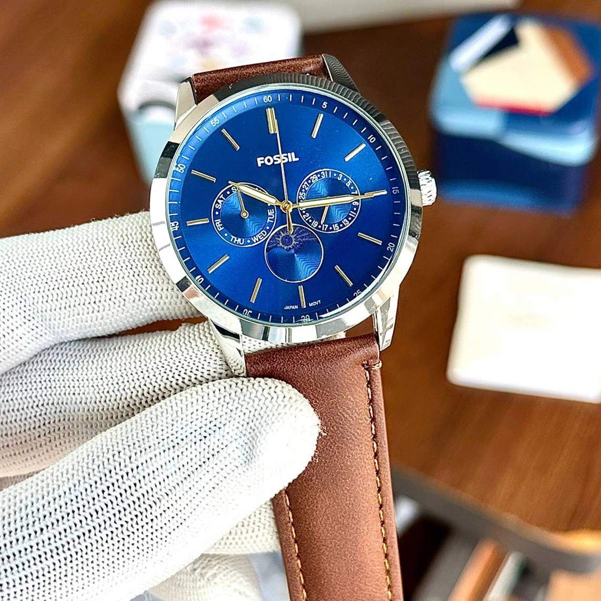 Premium Fossil Sun Moon Watch Blue Brown For Men (SOS652) - stayhit.in Premium Fossil Sun Moon Watch Blue Brown For Men (SOS652) - stayhit.in