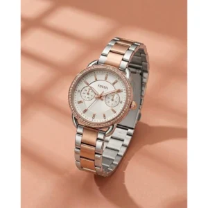 Premium Fossil Tailor Watch Two Tone Copper White For Women (BOT2514) - stayhit.in