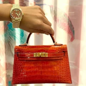 Premium Hermes Kelly 22 Leather Sling Bag Orange For Women (BT16) - stayhit.in